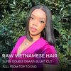 Bone Straight Bob Wig Blunt Cut 6×5 Glueless Wig Middle/C Part Double Drawn Raw Vietnamese Hair