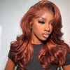 Shoulder Length Copper Brown Butterfly Layer Cut Glueless Wig 6x5 HD Lace Wear Go Wig