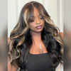 curtain bangs highlight body wave glueless wig