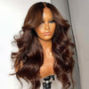 dark brown body wave curtain bangs glueless wig