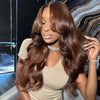 dark brown body wave curtain bangs glueless wig