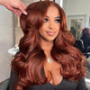 Reddish Brown Curtain Bangs Body Wave Pre Cut 6x5 Lace Glueless Wigs