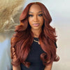 Reddish Brown Curtain Bangs Body Wave Pre Cut 6x5 Lace Glueless Wigs
