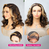 Highlight Short Loose Body Wave Wig With Skunk Stripe Pre Cut HD Lace Glueless Bob Wig