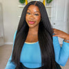 Wear And Go Kinky Straight 6x5 Pre Cut HD Lace Glueless Wig Pre Bleached Knots