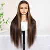 Pre Cut 5x6 HD Lace Ombre Brown Highlight Wear & Go Straight Body Wave Glueless Wig - uprettyhair