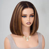 Ombre Highlight Straight Glueless Bob Wig Pre Cut 6x5 HD Lace Pre-bleached Knots
