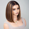 Ombre Highlight Straight Glueless Bob Wig Pre Cut 6x5 HD Lace Pre-bleached Knots