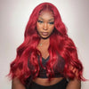 straight body wave red color wear go wig