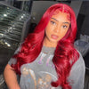 straight body wave red color wear go wig