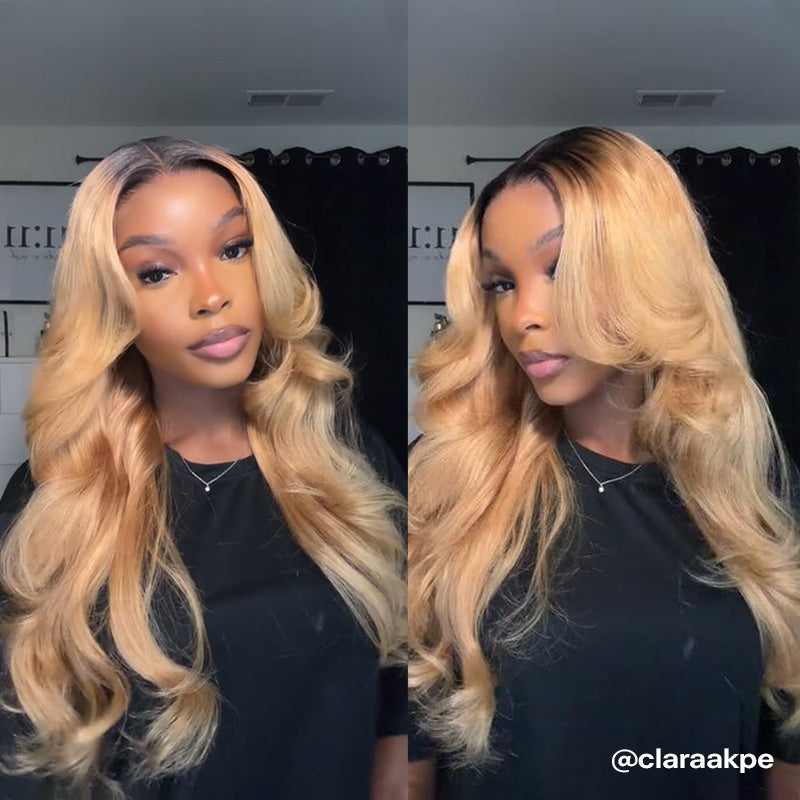 Ombre Honey Blonde Wear Go Wig Pre Cut 6x5 HD Lace Straight  display picture 3
