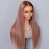 ombre ash pink straight human hair glueless wig - uprettyhair