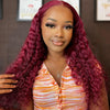 Deep Wave 99J Burgundy Colored Human Hair 13x4 Lace Frontal Wig 180% Density - uprettyhair