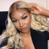 ombre blonde human hair lace front wig with brown roots - uprettyhair