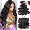 Brazilian Virgin Human Hair Body Wave 4 Bundles With Lace Frontal Pre-plucked - uprettyhair