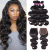 Virgin Human Hair Bundles Brazilian Body wave 4 Bundles With Lace Closure - uprettyhair