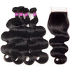 Virgin Human Hair Bundles Brazilian Body wave 4 Bundles With Lace Closure - uprettyhair