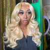 613 blonde color body wave lace frontal wig