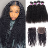 Brazilian Curly Hair 4 Bundles with Lace Closure Human Hair Bundles