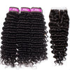 Brazilian Deep Wave Weave Hair 3 Bundles With Pre Plucked 4x4 Lace Closure - uprettyhair