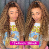 Highlight P4/27 Mix Colored Curly Human Hair 13x4 Lace Front Wigs - uprettyhair