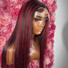 highlight burgundy straight hair lace wig