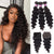 Loose Deep Wave 3pcs Unprocessed Human Hair Bundles with Lace Closure