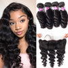 Brazilian Loose Wave Spring Loose Curly 4 Bundles With Frontal Human Virgin Hair