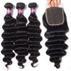 Loose Deep Wave 3pcs Unprocessed Human Hair Bundles with Lace Closure - uprettyhair