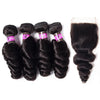 Loose Wave Weave 4 Bundle Deals Brazilian Human Hair With 4x4 Lace Closure - uprettyhair