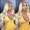 ombre blonde human hair lace front wig with brown roots - uprettyhair