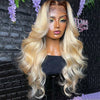 ombre blonde human hair lace front wig with brown roots - uprettyhair