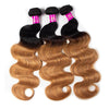 T1B/27 Color Ombre Hair 3pcs Body Weave Wave Human Hair With 4x4 Lace Closure - uprettyhair