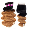 T1B/27 Color Ombre Hair 3pcs Body Weave Wave Human Hair With 4x4 Lace Closure - uprettyhair