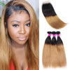 T1B/27 Straight Hair 3 Bundles With Closure Dark Roots Honey Blonde Human Hair - uprettyhair