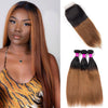T1B/30 Ombre Hair Dark Roots 3 Bundles Brazilian Straight Hair With Closure - uprettyhair