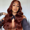 reddish brown body wave hd lace wig