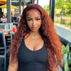 reddish brown water wave hd lace wig