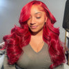 red human hair lace wig