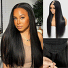 Yaki Straight U/V Part Wig Natural Scalp Look 180% Density Human HairHuman Hair Wigs