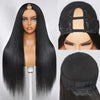 Yaki Straight U/V Part Wig Natural Scalp Look 180% Density Human HairHuman Hair Wigs