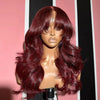 99j burgundy body wave curtain bangs glueless wig with layers-uprettyhair