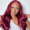 99j burgundy straight body wave 5x5 13x4 lace front wig