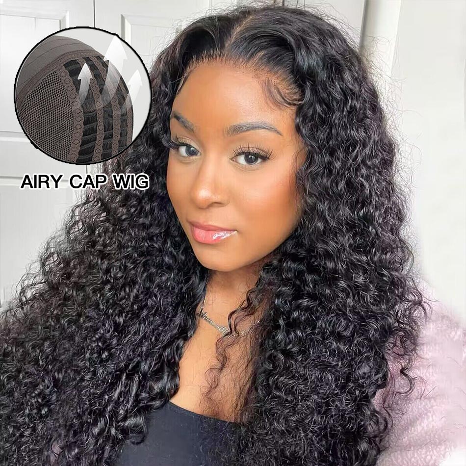 Airy Cap Pre Cut 7x5 HD Lace Curly Wear Go Wig One Step Install