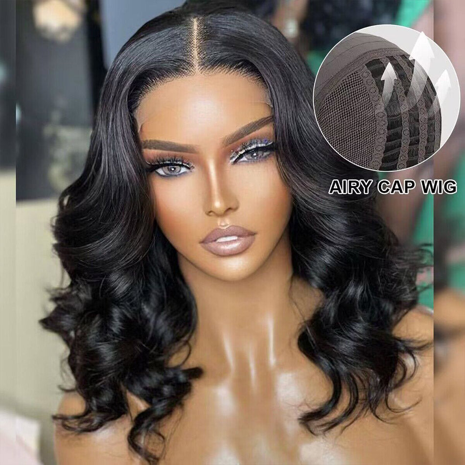 Airy Cap Barrel Curl Wear Go 5x6 5x9 Lace Closure Wig Shoulder