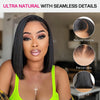 Bone Straight Bob Wig Blunt Cut 6×5 Glueless Wig Middle/C Part Double Drawn Raw Vietnamese Hair