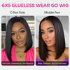 Bone Straight Bob Wig Blunt Cut 6×5 Glueless Wig Middle/C Part Double Drawn Raw Vietnamese Hair