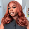 Shoulder Length Copper Brown Butterfly Layer Cut Glueless Wig 6x5 HD Lace Wear Go Wig