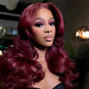 Dark Burgundy 99J Human Hair Body Wave Glueless 13x4 HD Lace Frontal Wig