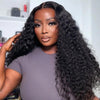 Invisi-Drawstring 360 Lace Frontal Wig Deep Wave Human Hair Wigs Pre Bleached